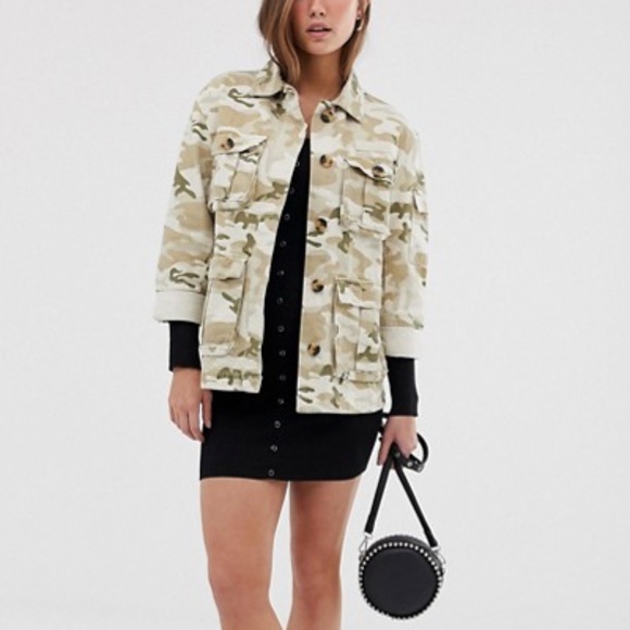 NWT Bershka natural camo army jacket in beige - Picture 3 of 6